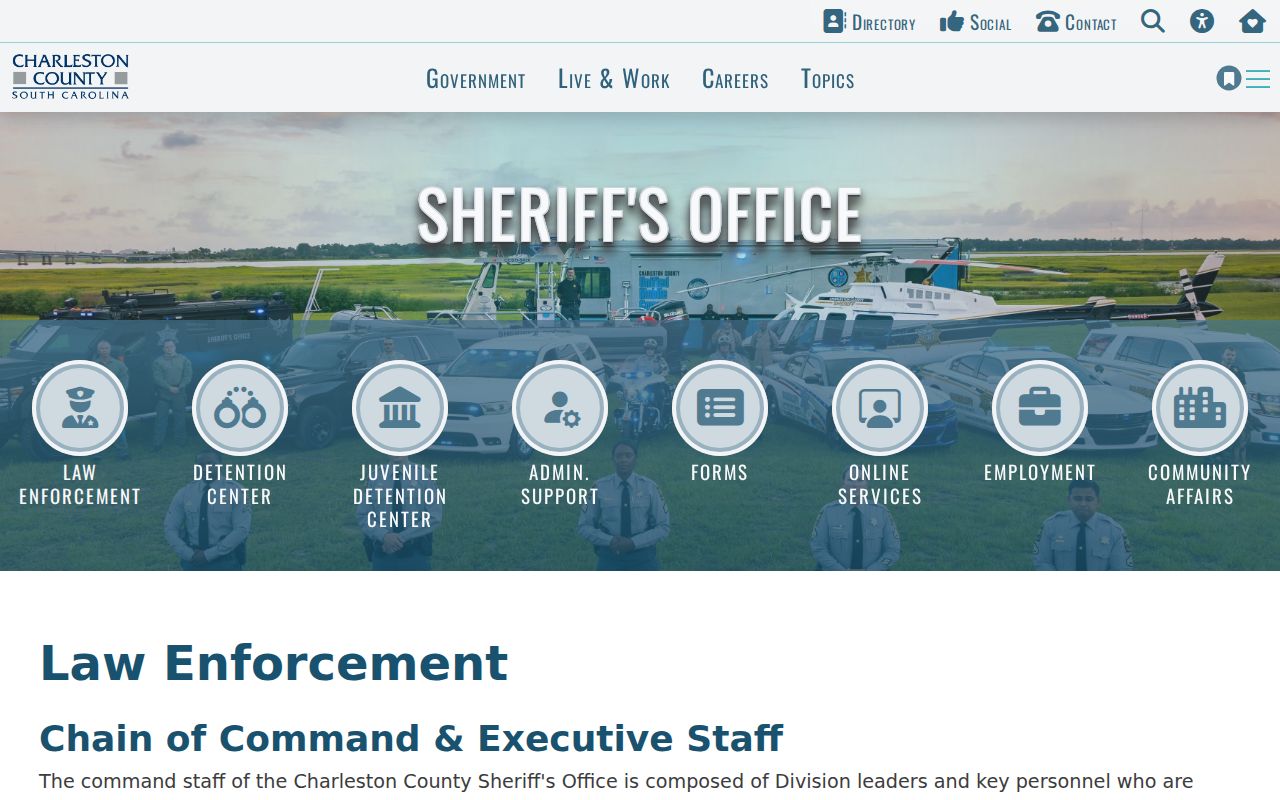 Charleston County active warrant service within the Sheriff law-enforcement structure