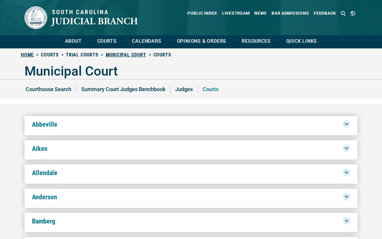 Charleston County municipal warrant court contacts in the Ninth Circuit directory