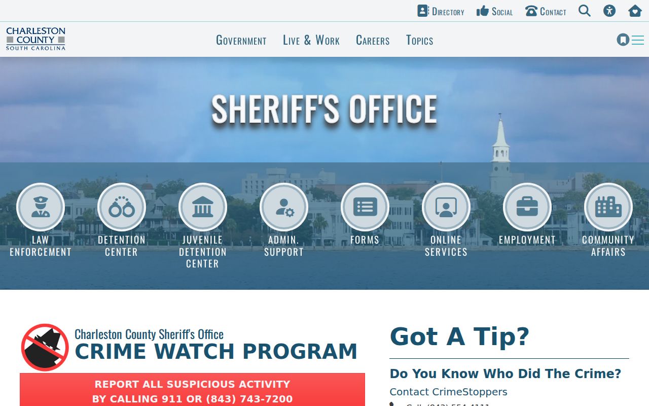 Charleston County warrant tip information from CCSO CrimeStoppers