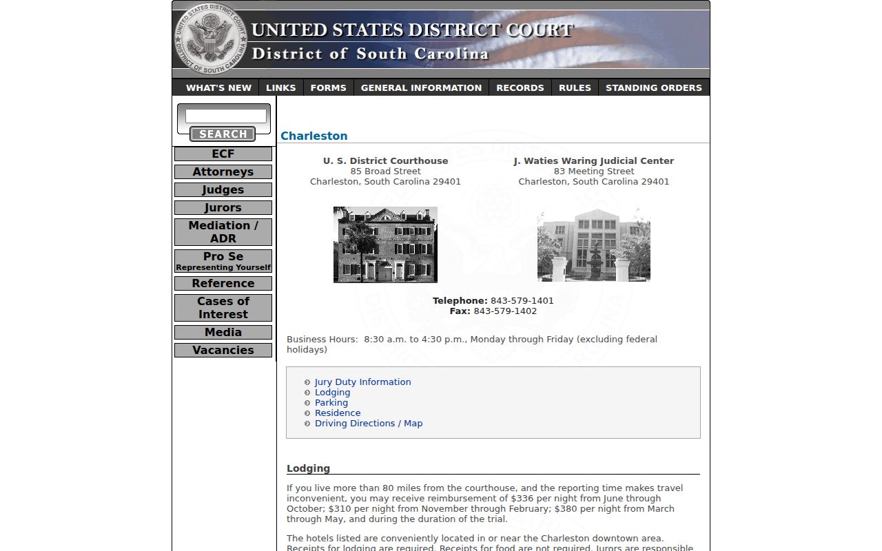 Charleston federal courthouse information and local access details